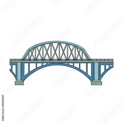 Steel truss arch bridge structure.