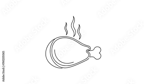 Minimalist continuous line drawing hot fried chicken drumstick street food restaurant logo vector