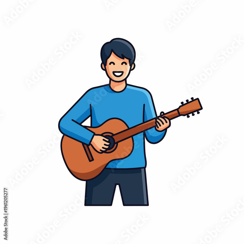 Young man playing acoustic guitar 1.