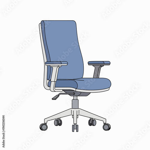 Blue office chair with armrests wheels 1.