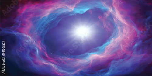 An abstract blue fractal background with space features a glowing electric texture of liquid waves and motion energy design