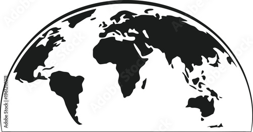 Black silhouette of curved map on white background map silhouette black and white