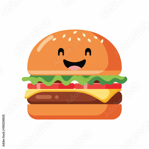 Smiling Cartoon Burger with Cheese 1.