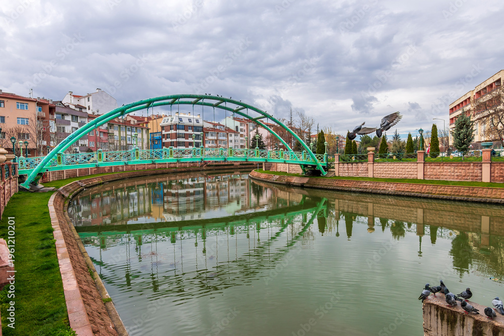 Fototapeta premium Porsuk River view in Eskisehir. Eskisehir is a modern city in center of Anatolia.