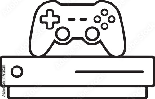 Modern gaming controller on video game console station icon for digital entertainment leisure hobby and competitive electronic player activity