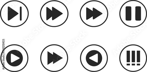 Black player control on white background control black and white pause stop