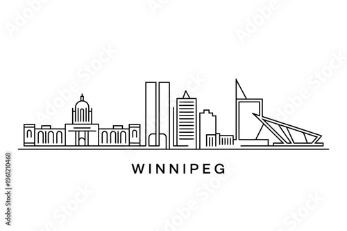 Winnipeg city skyline illustration with famous buildings and towers  cityscape