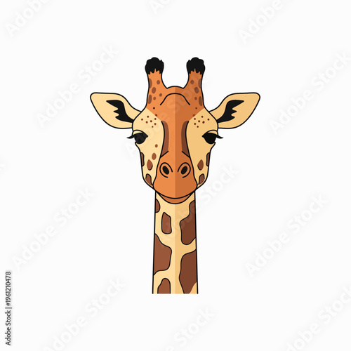 Cartoon giraffe head looking straight.