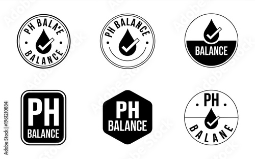 PH balance logos and icons for chemistry and skincare products  various designs