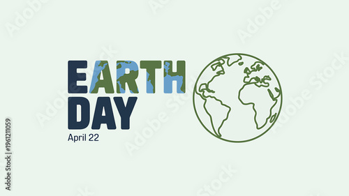 Earth Day celebration with globe icon on light green background