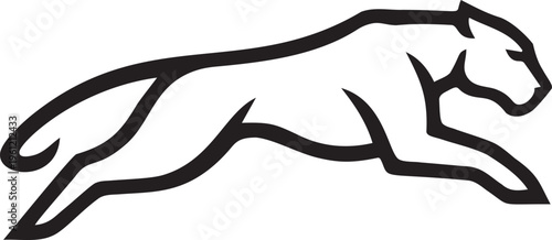 Stylized black panther leaping in dynamic motion, clean outline.