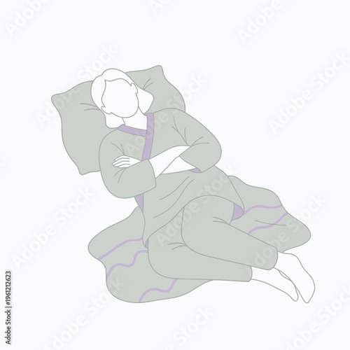 Person sleeping comfortably on their side with arms crossed.