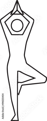Yoga tree pose icon black outline silhouette zen meditation symbol.
