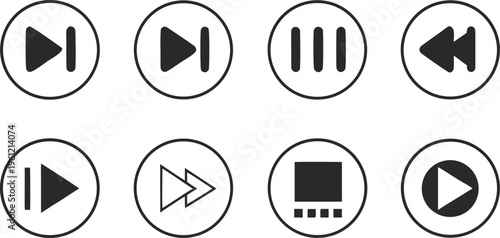 Black player on white background buttons controls