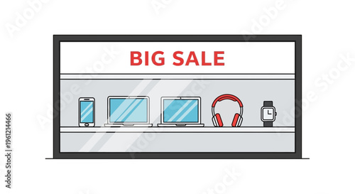Big sale banner, discount sign, electronics promotion, sale announcement