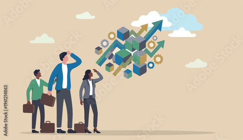 Merger and acquisition, company join force a partnership working together for new opportunity and successful concept, businessmen merging together celebrating ambitious for bright future