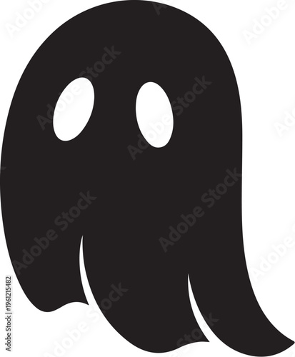 Simple black ghost icon with white background illustration
