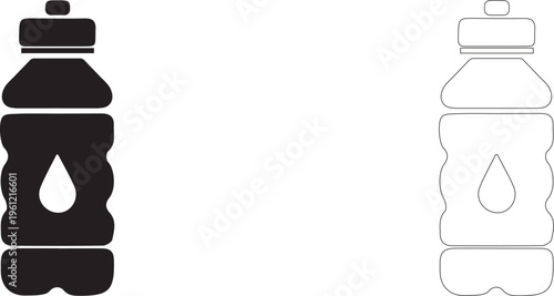 Fitness Water Bottle. Vector outline icon.