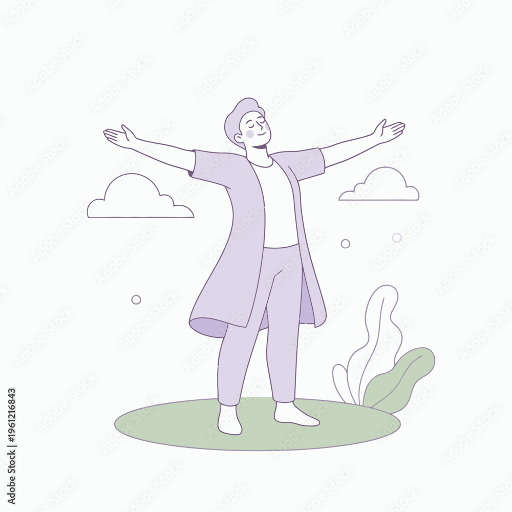 Obraz premium Person with arms outstretched embracing freedom and nature.
