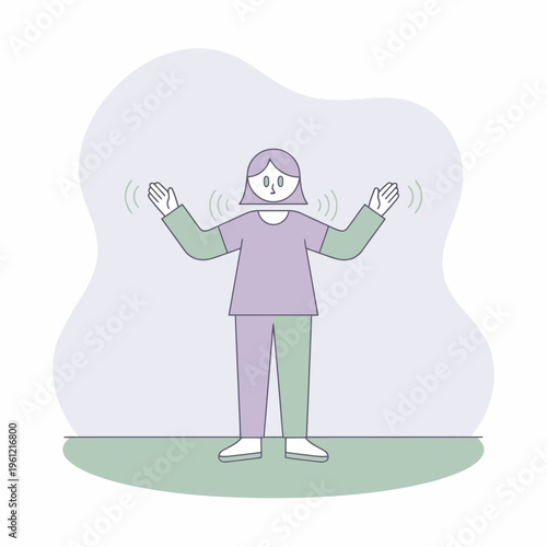 Person with arms raised showing anxiety and worry.