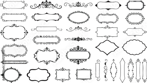 Black and white ornate label and frame labels frames
