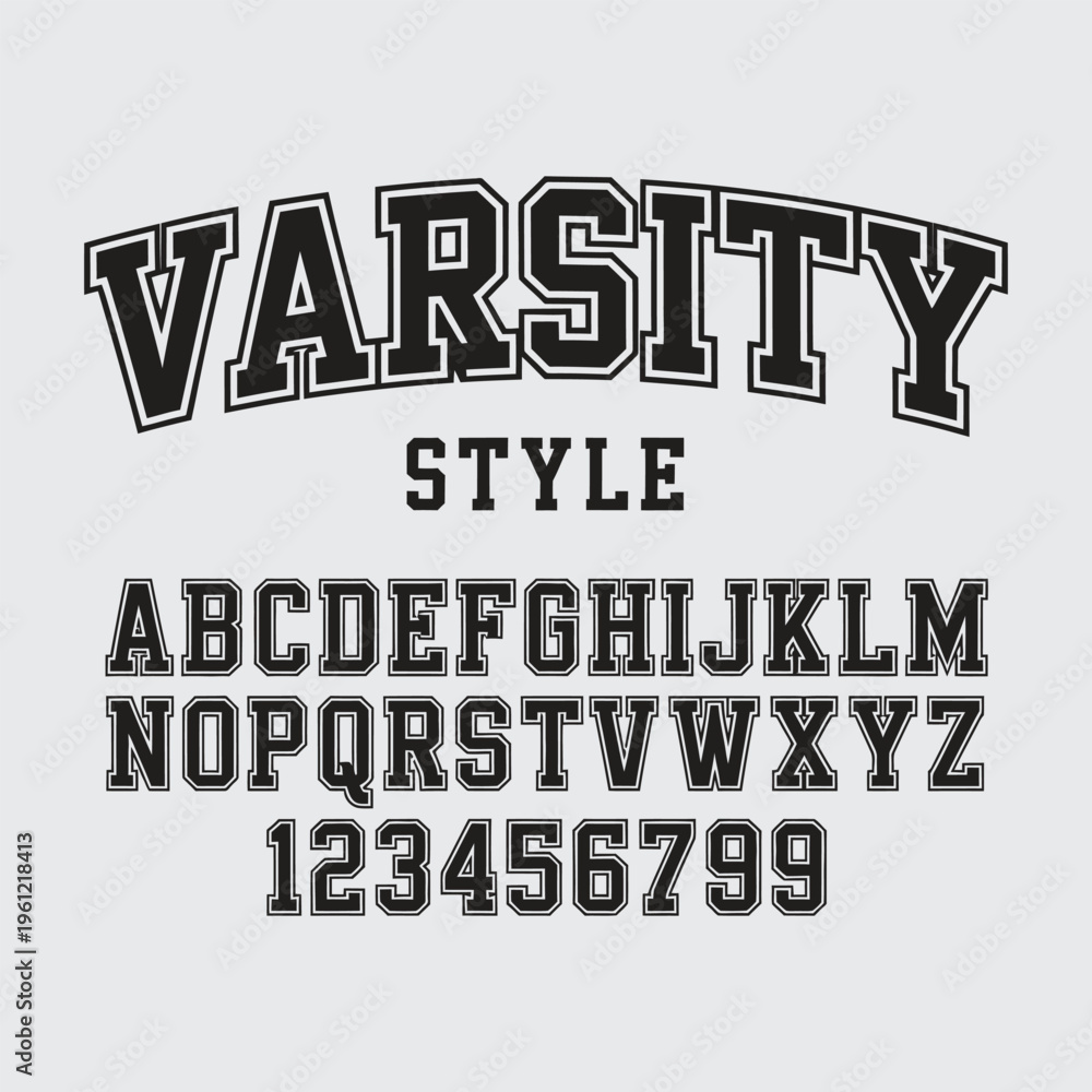 Obraz premium Bold Athletic Style Font . Varsity Style Alphabet and Numbers Font 