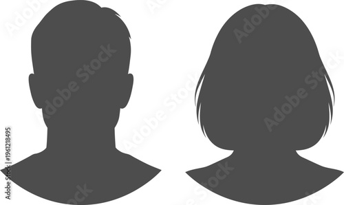 Male and Female Silhouette Profiles on White Background