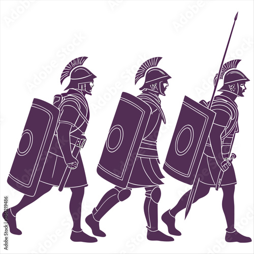 roman legion soldiers marching silhouette vector