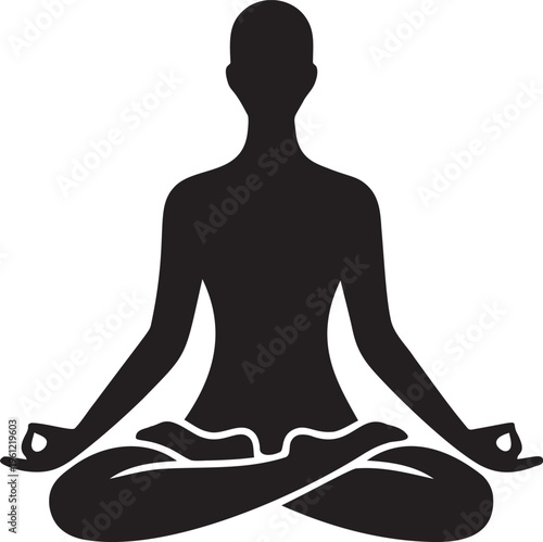 Woman silhouette in lotus yoga pose for peaceful mindfulness meditation.