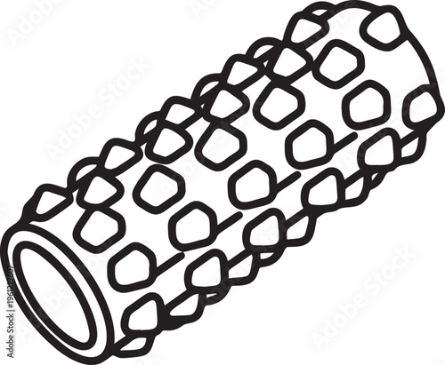 Outline illustration of a foam roller for fitness and muscle recovery.