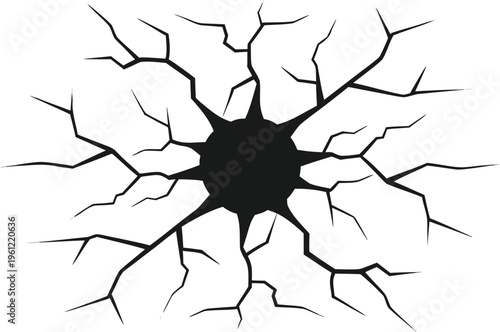 Cracked floor hole texture featuring jagged fractured lines