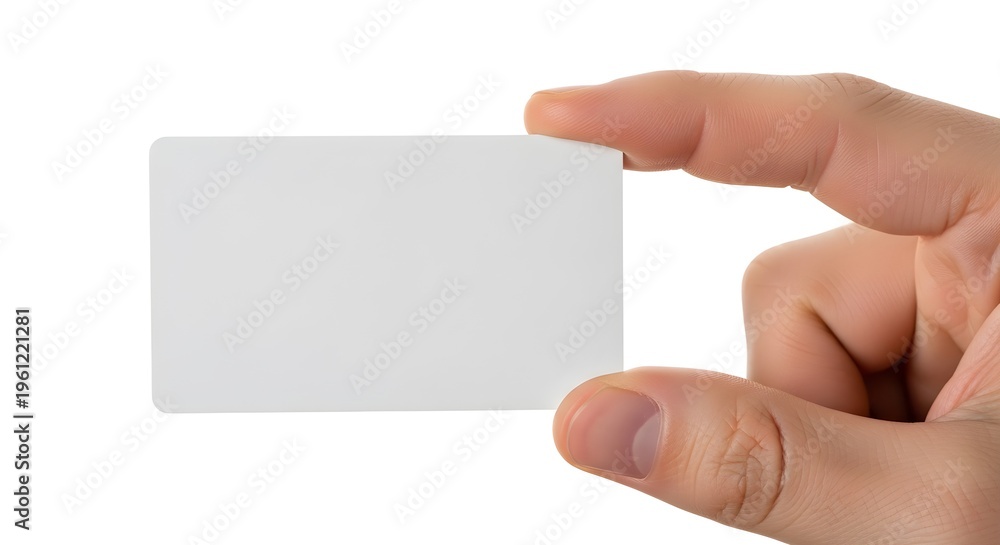 Obraz premium hand holding blank white business card on isolated background