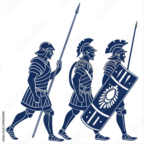roman legion soldiers marching silhouette vector