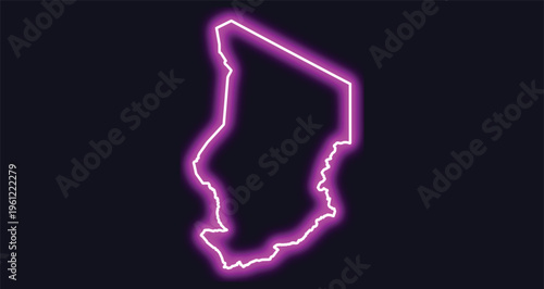 Chad country outline neon glow effect shape