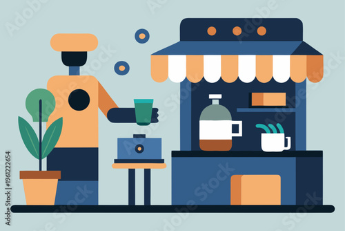 Cozy Coffee Shop Smart Ordering Kiosks