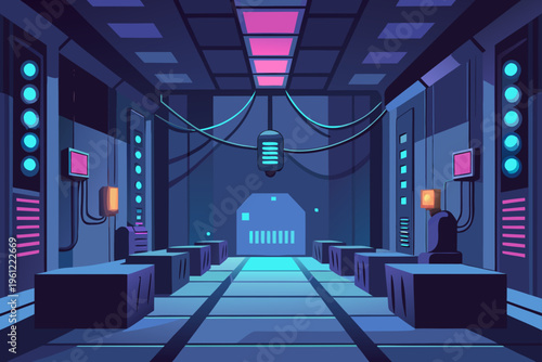 Cyberpunk Themed Underground Server Room