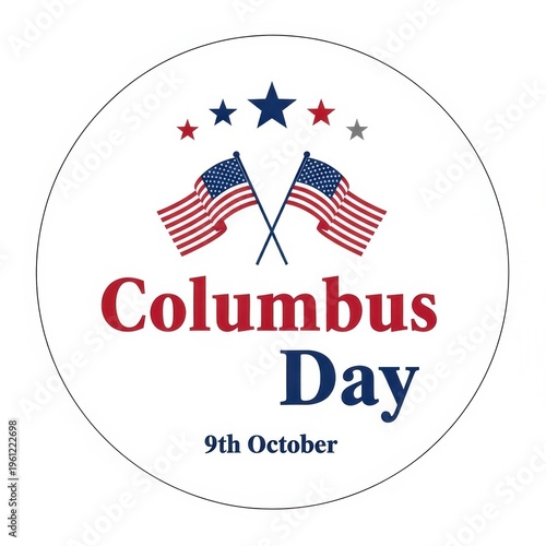 Columbus Day, American flag icons, patriotic symbols, holiday graphics