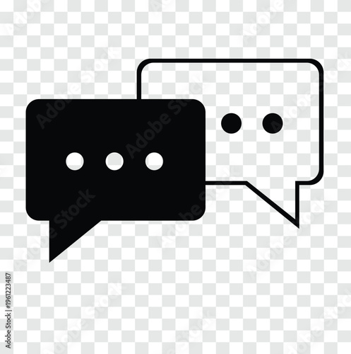 Chat Typing Bubbles Icon Filled and Outline Speech Messages with Dots Vector Illustration Communication Symbol Isolated on Transparent Background