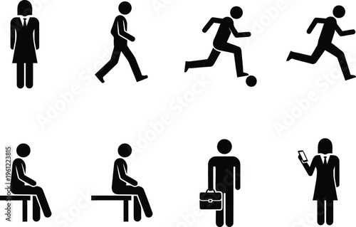 Collection of icons depicting various human activities and postures