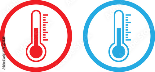 Illustration of hot and cold temperature indicators with contrasting colors