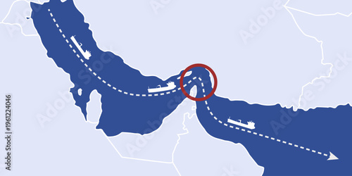 Infographic showing oil tankers navigating the strategic shipping route
