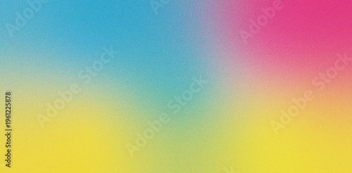 Fotografie Grainy Gradient abstract background, summer tropical Vibrant color gradient from bright blue and teal to hot pink and yellow, grainy texture, creates a futuristic and energetic abstract background