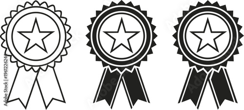 Black and white star rosette badges