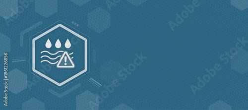 Flood disaster and water level environment risk icon with copy space, vector illustration of climate change, rain storm danger and nature alert sign