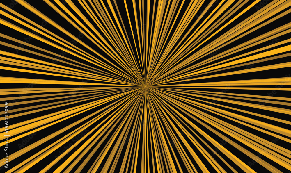 Obraz premium Yellow Sunburst Radial Speed Lines Abstract Vector Background for Action Comic Poster and Web