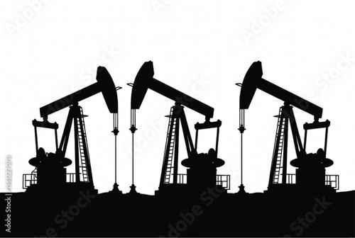 Oil Pumps Silhouette against White Background