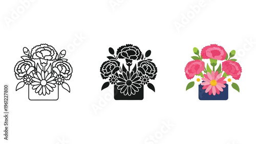 Floral Arrangement Icon Vector Decorative Element