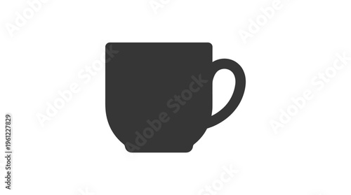 A flat vector icon of a basic coffee cup silhouette with handle, ultra minimal style