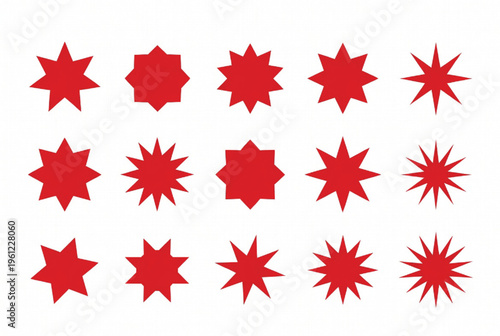 Red Starburst Shapes on White Background