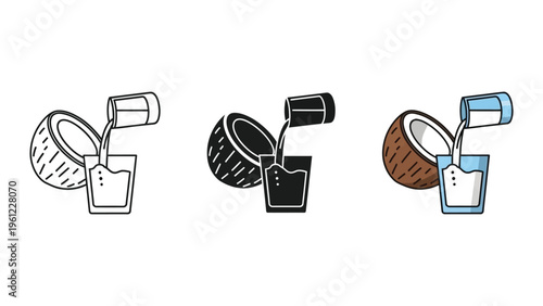 Coconut Milk Pouring Commercial Icon